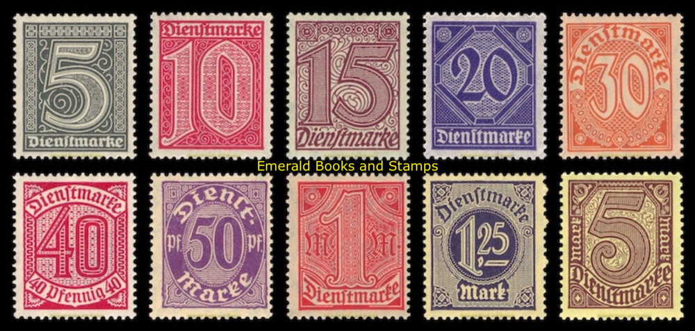 EBS Germany 1920 – Officials – Dienstmarken – Michel 23/33 – MNH** (short set)