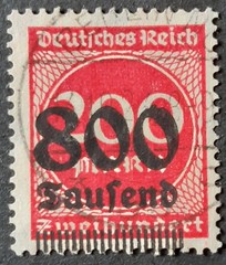 Germany Weimar Republic 1923 SG296 800,000 marks optd on 200m carmine, VGU/FU