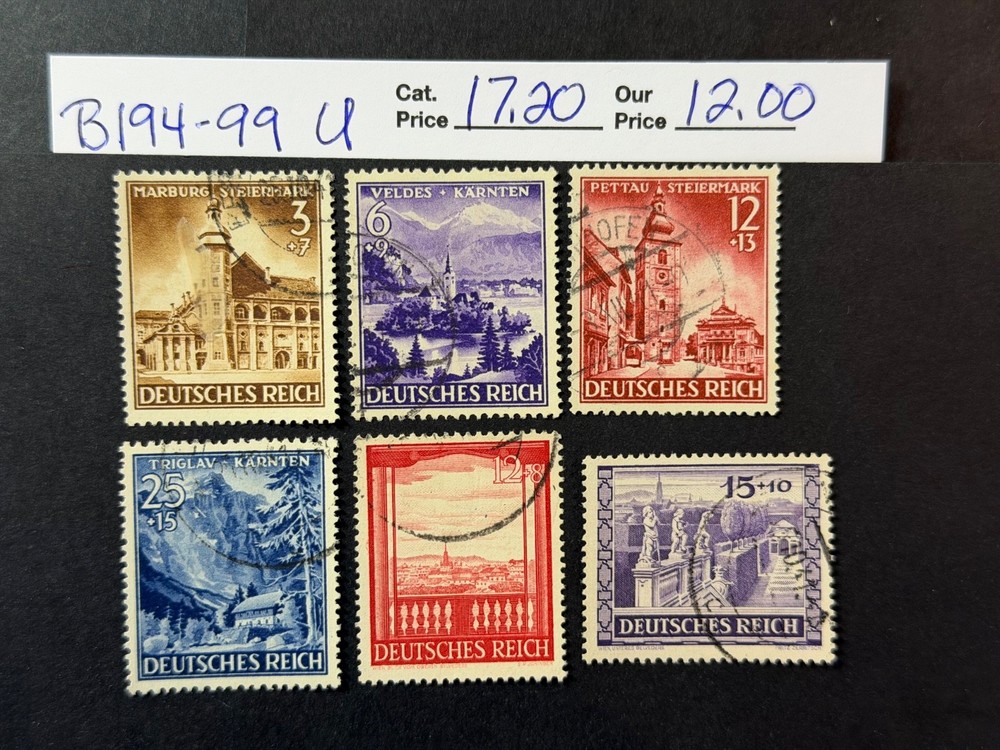 Germany B 194 – 199 Used 2024 Scott Catalogue Value $ 17.20
