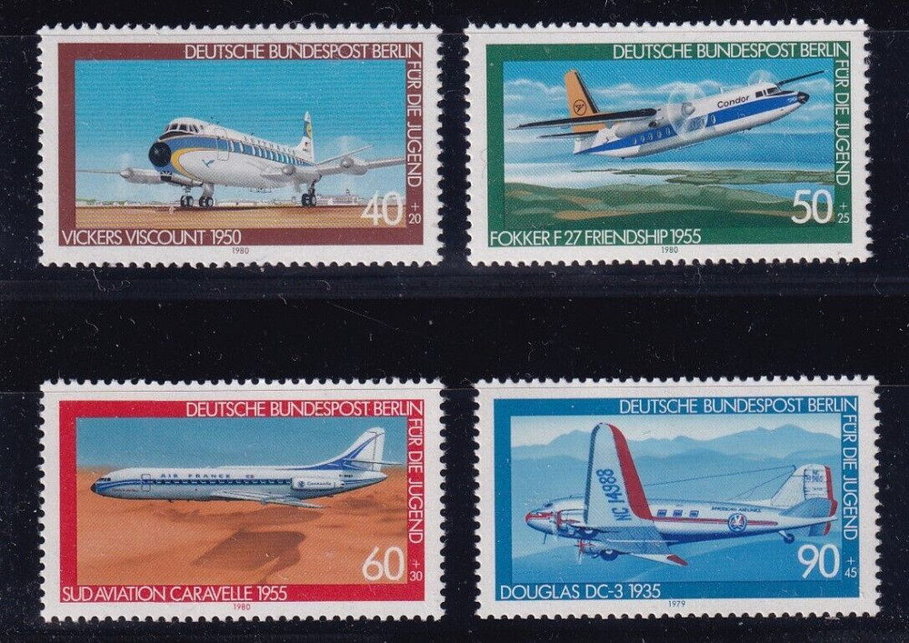 Berlin MNH ** 592-5 SC 9NB153-6 Airplanes set from 1979