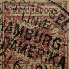 1891 HAMBURG AMERICA LINE TRANSLATLANTIC SHIPPING SON CANCEL GERMANY CUT SQUARE