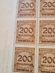 German Stamps Third Reich HyperInflation block of 91 stamps 1923 200M million