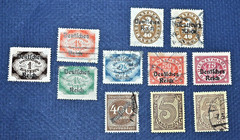 Bavaria – Overprinted German Realm 12 Stamps ~ 1920 – 1923