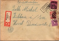1945 Registered Cover Wittenburg Meckl to Zittau SBZ Provincial Stamps 30pf