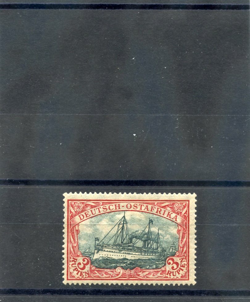 GERMAN EAST AFRICA Sc 41(MI 39IIAd)*F-VF LH 1919 3R DK CARMINE RED & SLATE $275