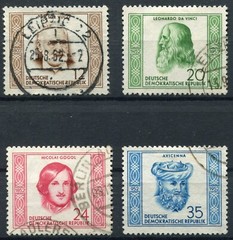 DDR 311-314 Clean Stamped Set Famous People 1952