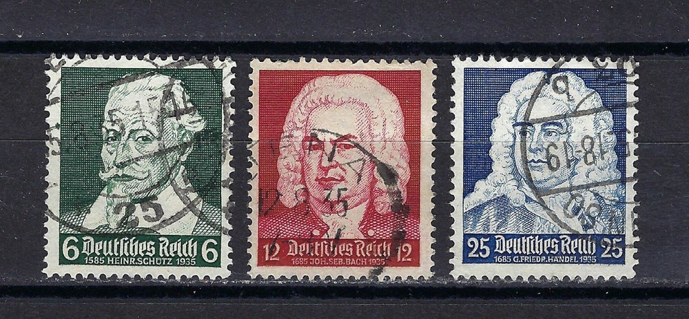 Germany sc 456-458 SG 570-572 Stamps Schütz, Bach & Handel 1935 used