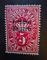 Bayern Bavaria Germany 5 Marks Revenue Stamp Mint MH OG Back of Book T15103