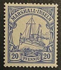 Travelstamps: Marshall Island Stamps, Kaiser’s Yacht, 20 Pfennig Mint OG H