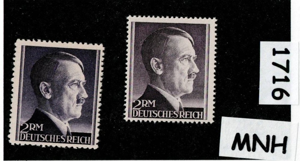 MNH stamps 2RM / Perf 12.5 & 14.0 side by side / WWII Germany / Sc 525 #1716