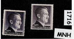 MNH stamps 2RM / Perf 12.5 & 14.0 side by side / WWII Germany / Sc 525 #1716