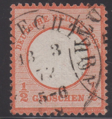 GERMANY EMPIRE 1872 EAGLE 1/2g ORANGE, GOOD USED, SG3