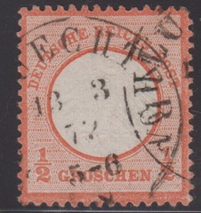 GERMANY EMPIRE 1872 EAGLE 1/2g ORANGE, GOOD USED, SG3