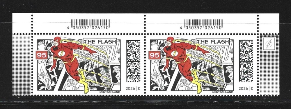 Germany 2026 DC Comics Super Heroes Flash Top Borders Pair MNH