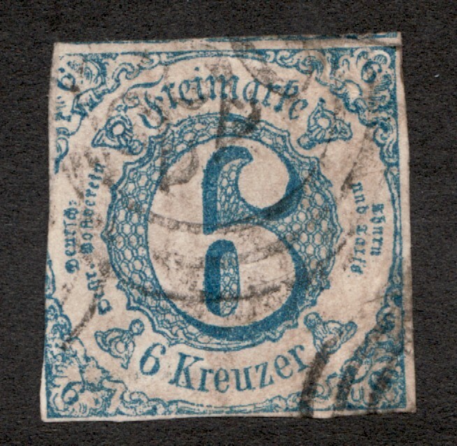 1862 German Thurn & Taxis, Southern District Sc# 54 – 6KR – Used Cv$30