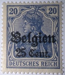 Travelstamps: Germany Offices in Belgium Stamps 25c on 20pf Mint MOGH Wmk