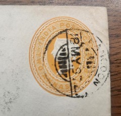 1897 India Stamped Envelope two Annas Queen Elizabeth cover to Bavaria, Germany.