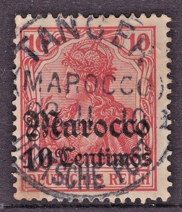 Germany Morocco overprint on „Germania“ 10pf stamp with nice TANGER postmark