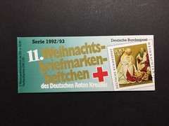 GERMANY STAMP BOOKLET 1992 RED CROSS CHRISTMAS NOEL ROTES KREUZ RARE!! xa89