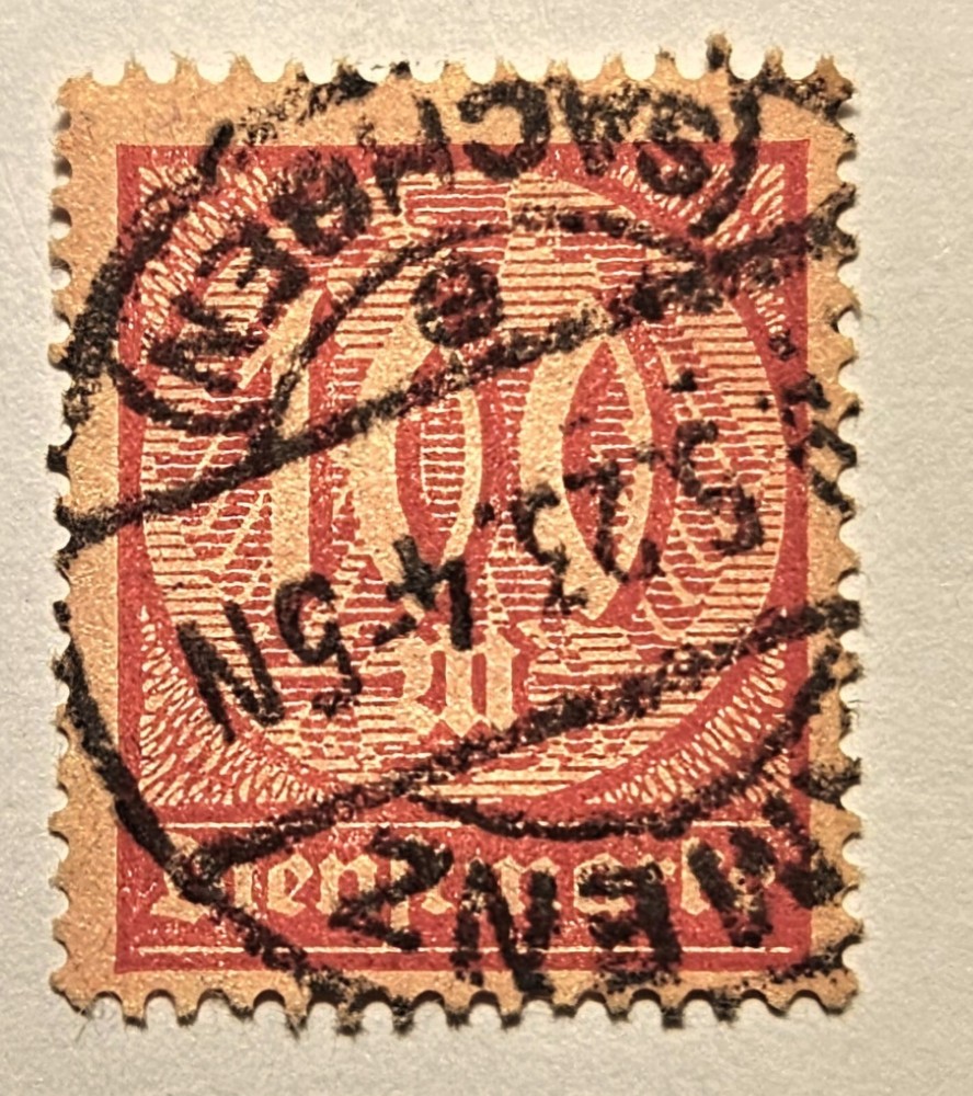 Germany, 1923, DIENSTMARK, 100 M, Single Used Stamp, Good Cond, Great Postmark