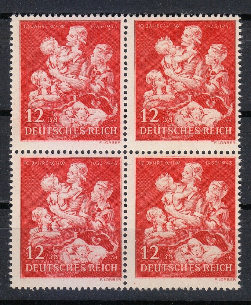 Germany 1943 MNH Mi 859 B246 Mother and Children / Block of 4 **