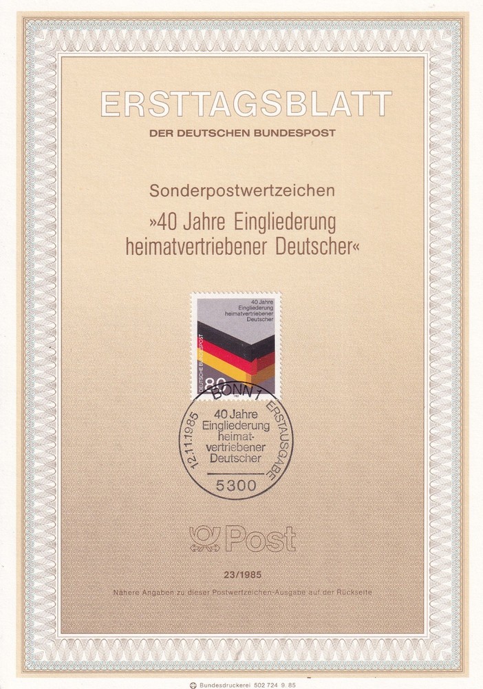 Bundesrepublik ETB 1265 Scott 1431 Displaced Persons