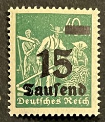 Travelstamps; 1923 Germany OP Stamp #279- 15 Tausend on 40m Farming Mint MNH OG