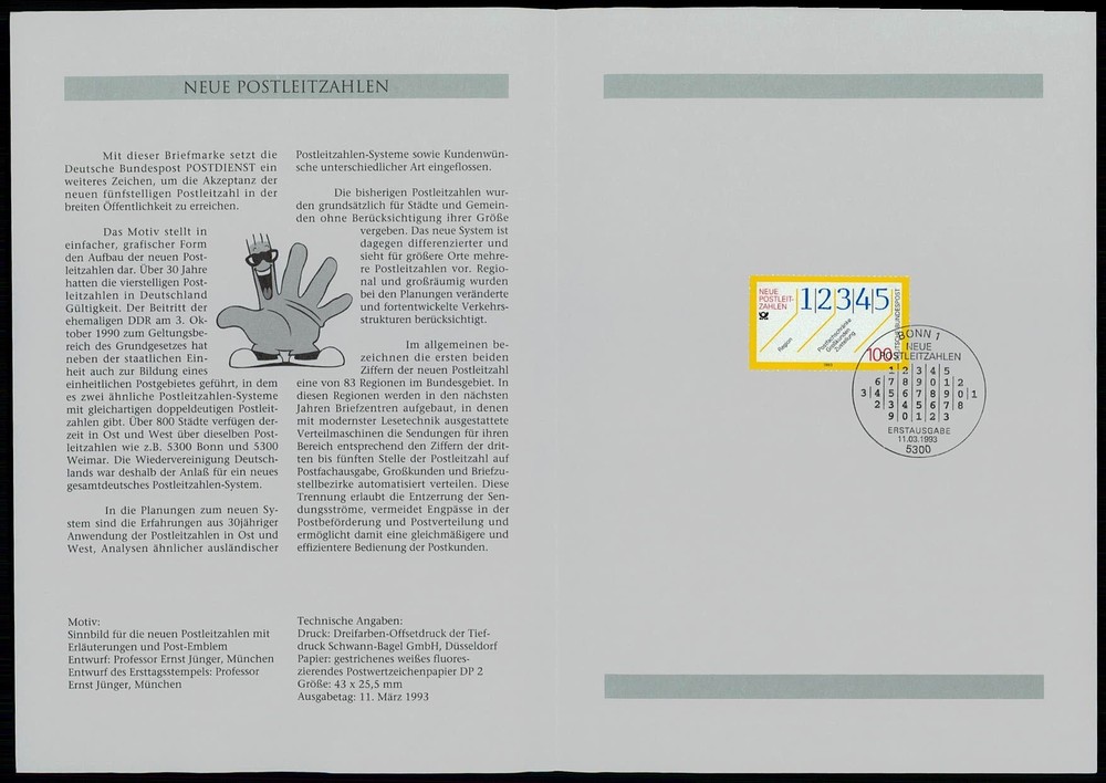 GERMANY FOLDER 1993/10 POST NEUE POSTLEITZAHLEN PLZ