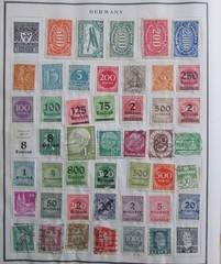 151 VINTAGE GERMAN WEIMAR REPUBLIC HYPER INFLATION STAMPS 6 PAGES STAMP ALBUM