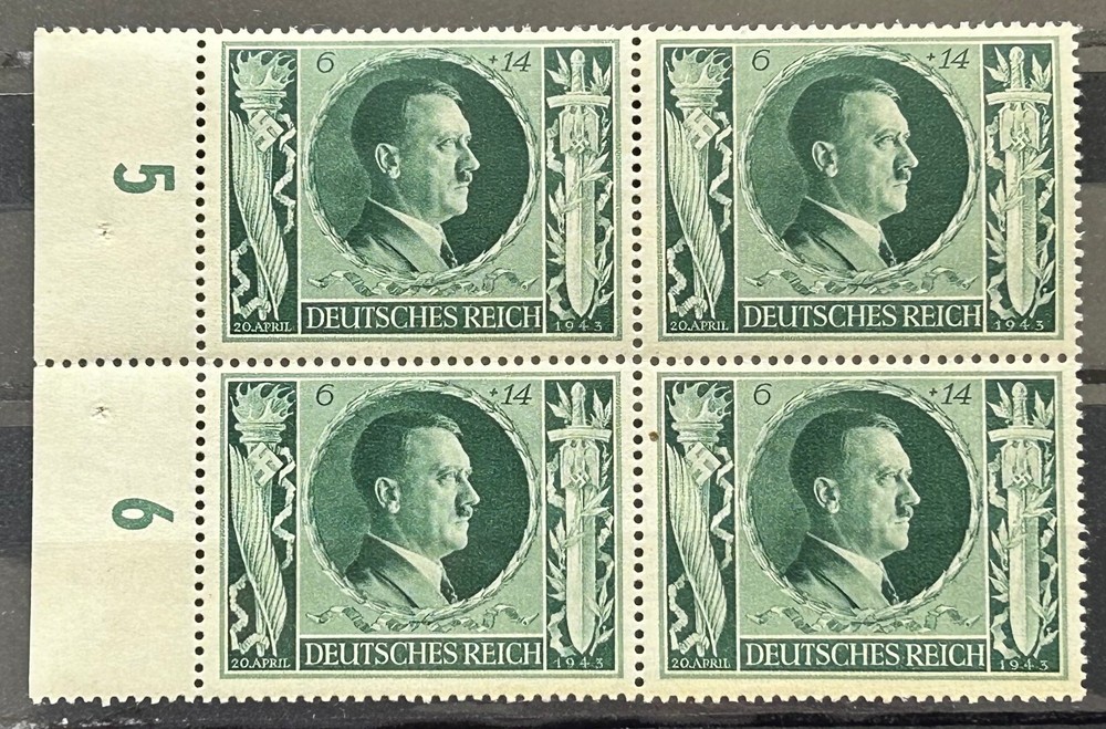 1943 German stamps block – 54th Birthday of A. Hitler 6+14 rpf MNH Mint /BL03