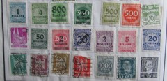 151 VINTAGE GERMAN WEIMAR REPUBLIC HYPER INFLATION STAMPS 6 PAGES STAMP ALBUM