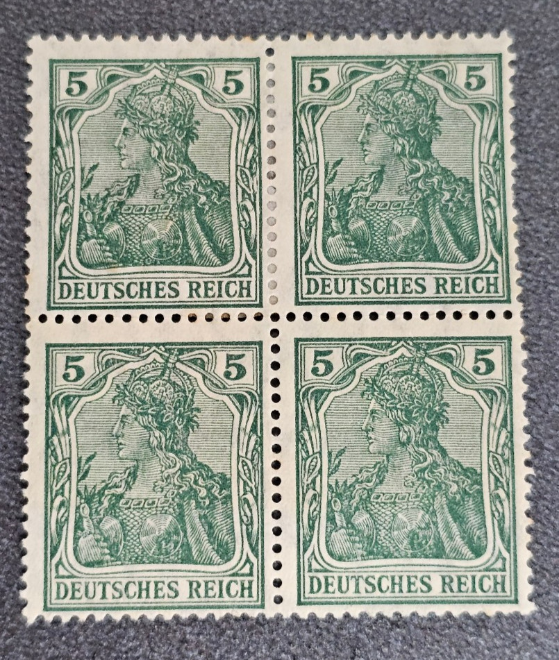 Stamps Germany Deutsches Reich Germania 4x 5 Pfennig 1905 Mi. Nr. 85 [🇩🇪39676]