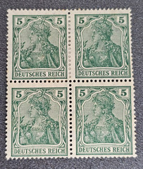 Stamps Germany Deutsches Reich Germania 4x 5 Pfennig 1905 Mi. Nr. 85 [🇩🇪39676]