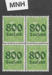 MNH stamp block Overprint 800K over PF05 Scott #261 Weimar German Republic 1923