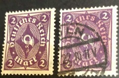 Deutsches Reich-Germany Stamp-1922-1923 Posthorn-2 Mk. Dark Violet/Purple Pink