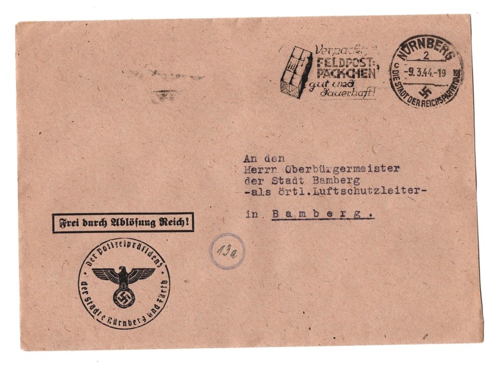 GERMANY WW II NUREMBERG POLICE CHIEF OFFICIAL COVER AUTHENTIC