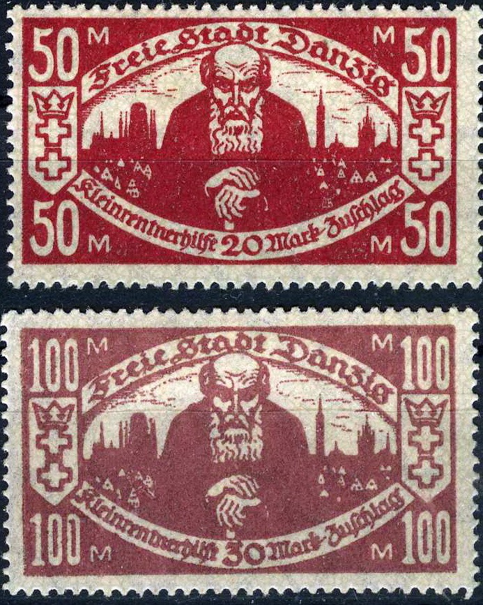 Danzig 1923 Aged Pensioner MH (SC# B4-B5)