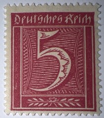 Travelstamps: 1921 Germany Stamp Deutsches Reich 5 Pfennig Mi. Nr. 158, Mint MNH