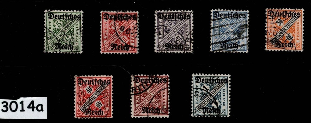 Stamp set Sc O176-O183 Wurttemberg Germany 1920 Official Overprints #3014a