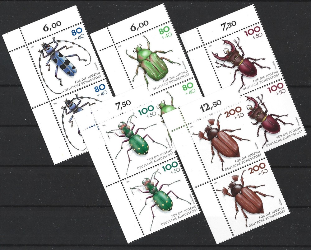 Germany 1993. Fauna. Insects. Beetles. Set Sc# B745-B749 in Pairs, MNH