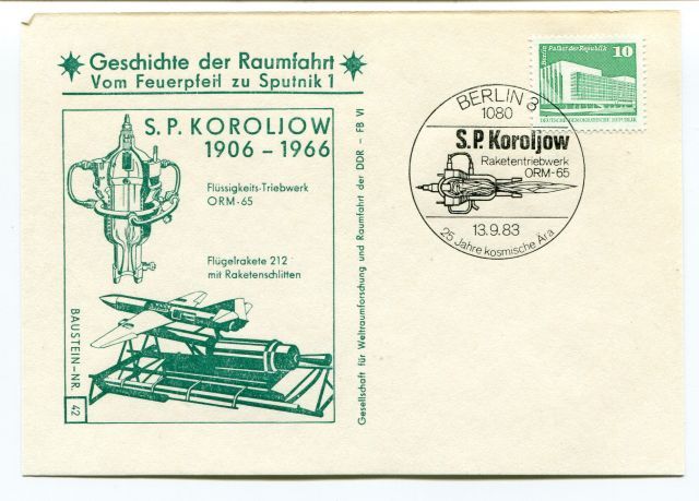 1983 Geschichte Raumfahrt Vom Feuerpfeil Sputnik 1 Koroljow Berlin 8 1080 SPACE