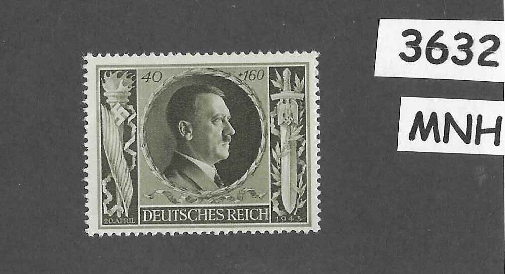 MNH Hitler stamp ScB236 / PF40 + 1.60 1943 Birthday / WWII Germany / Third Reich