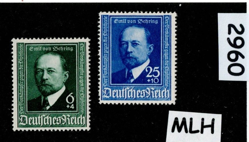 MLH stamp set B186-187 Emil von Behring / 1940 Germany Third Reich #2960