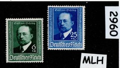 MLH stamp set B186-187 Emil von Behring / 1940 Germany Third Reich #2960