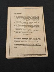 POST WWII WW2 German Master Glazier ARBEITSBUCH WORKBOOK 1947 ARBEITS PASS