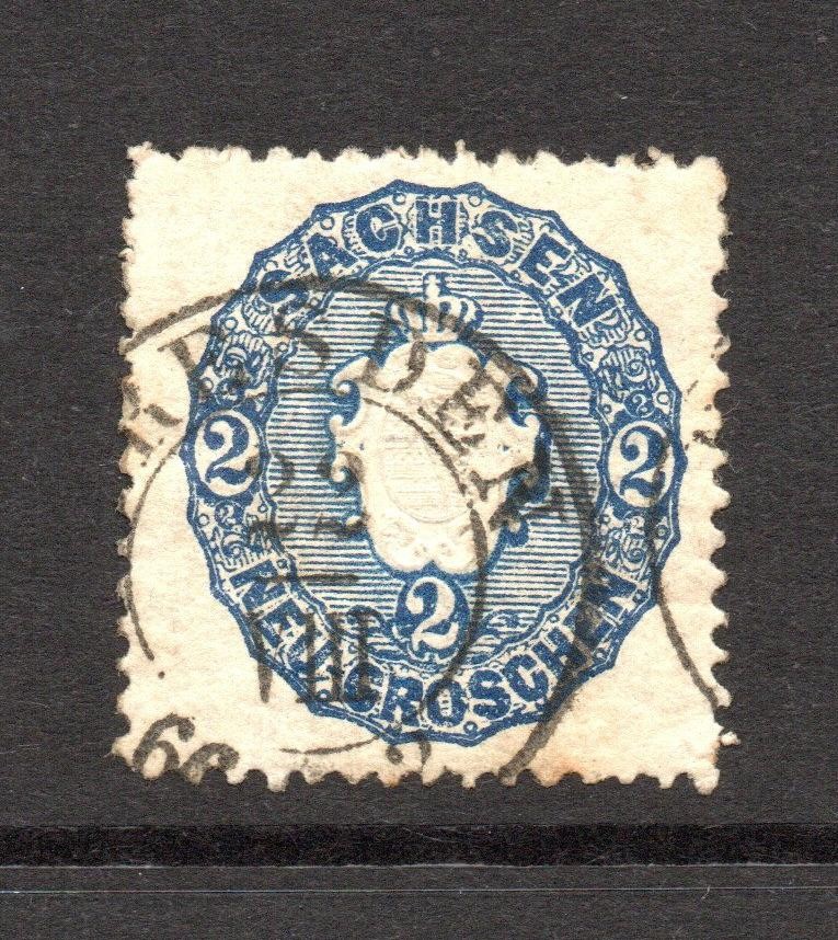 Saxony SC# 18 Used / Dresden Cancel / Appears Dark Blue – S61012