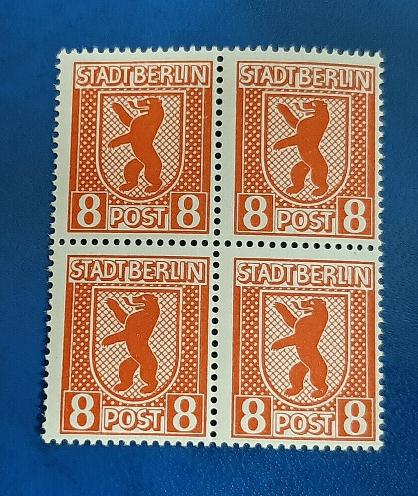 Germany Stamps Allied Occupation Berlin 4x 8 Pfennig Block SBZ Mi. Nr. 3 (19749)