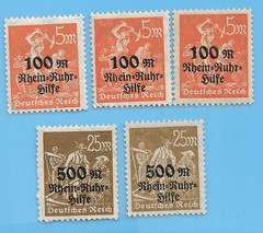 Germany 1923 Empire Deutsche Reich Rhein Overprints Stamp Set Sc# B5 B6 #3