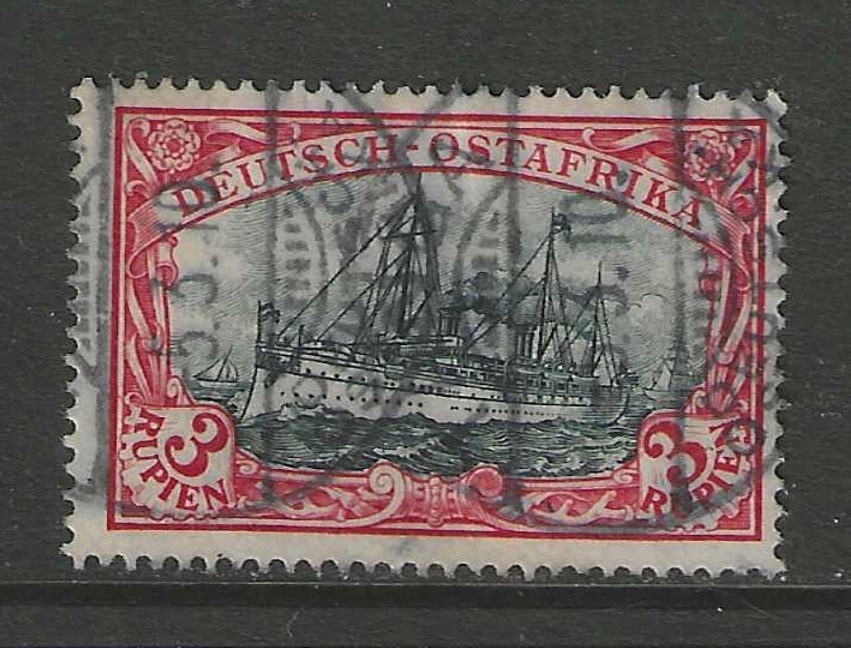 1901 German colonies EAST AFRICA 3 Rupien Yacht used TANGA signed, $ 930.00