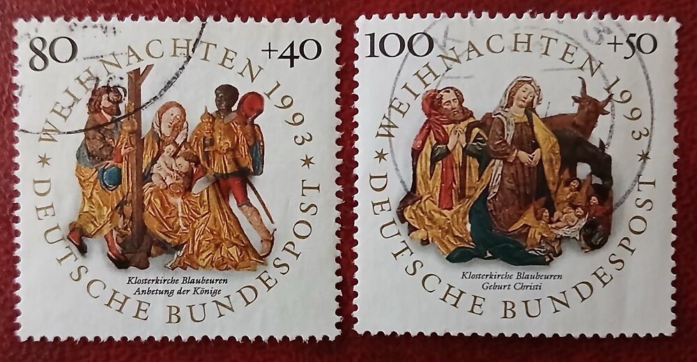 GERMANY Deutsche Bundespost 1993 Used Christmas Mi 1707-8 Scott B756-7 XF 9952